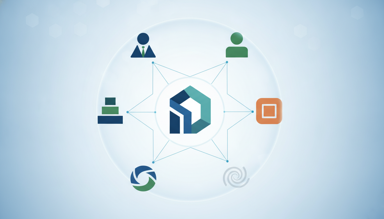 Abstract illustration showing the strategic identification of a buying committee within a target organization for B2B marketing.