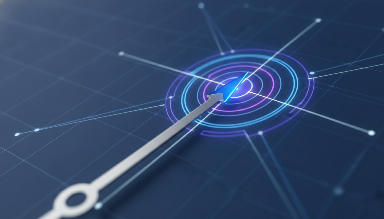 A compass pointing precisely to a target, symbolizing focused B2B customer profiling and strategic targeting.