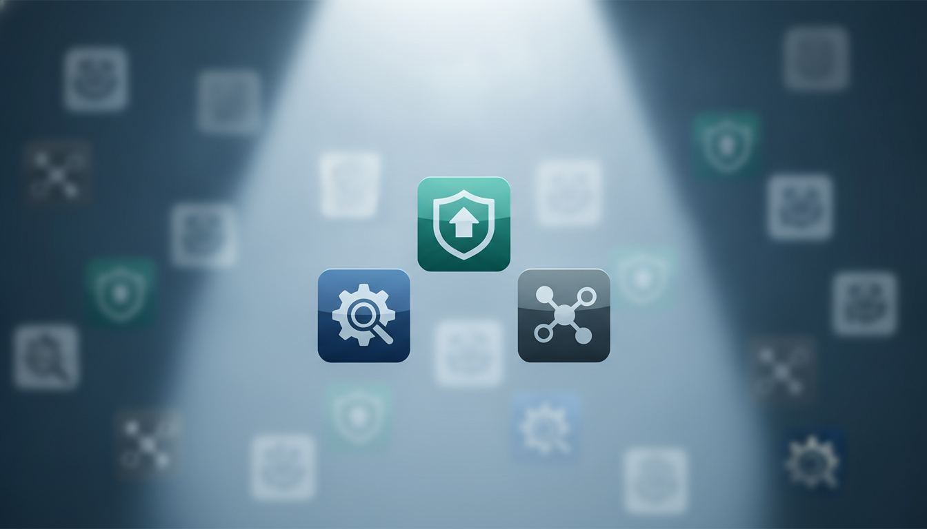 A spotlight illuminates a few key target accounts, symbolizing focused Account-Based Marketing (ABM) in a B2B context.