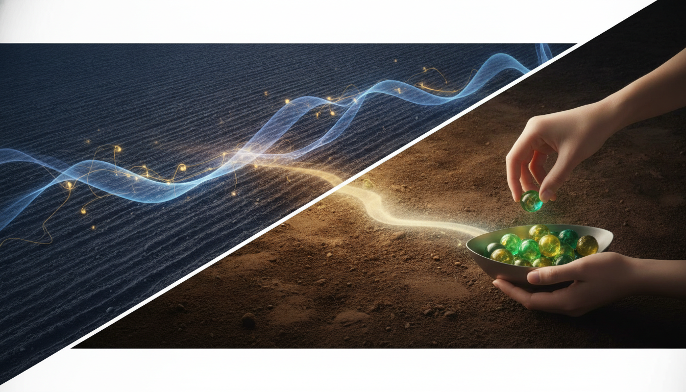 A visual metaphor showing demand generation as preparing fertile ground and lead generation as harvesting valuable leads from it, illustrating their complementary relationship in B2B marketing.